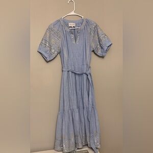 Rose & Rose Boho Resort Midi Dress • Embroidered • M